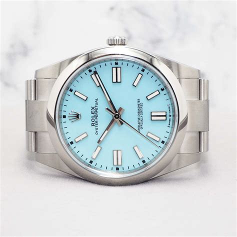 rolex oyster ice blue|Rolex 41mm tiffany blue.